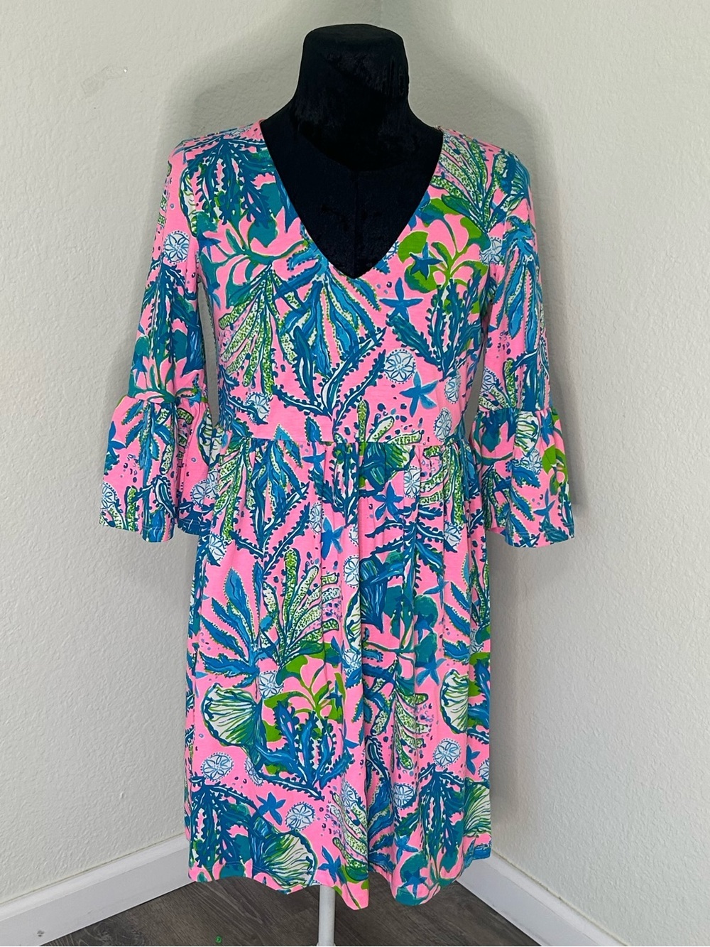 Lilly Pulitzer Jannie V-Neck 3/4 Sleeve Dress NWT Small